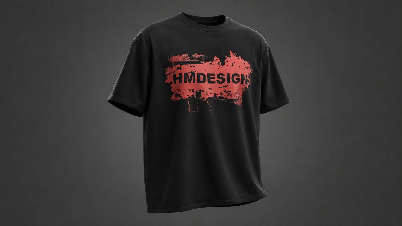 HM Design tričko — přední strana, spray potisk